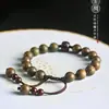 Material Antiguo Sándalo Verde Pulsera de Sándalo Estilo Retro Círculo Sencillo Pulsera Creativa para Hombre y Mujer Estilo Étnico Artístico