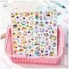 Pegatinas Infantiles de Cristal de Caramelo 3D de Animales Suaves y Lindos Estilo Japonés Conejo Pingüino Herrerillo Pegatinas Decorativas Hechas a Mano