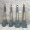 Espátula de Silicone com Cabo de Madeira Utensílios de Cozinha Conjunto de 7 Peças Estilo Escandinavo Ferramentas de Cozinha Espátula Antiaderente Fábrica Estoque Pronto