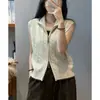 Estilo suave, cuello alto, con cremallera, tejido de ochos, chaleco de punto 100% lana, perfecto para usar en capas en otoño e invierno, prenda exterior sin mangas, suéter grueso