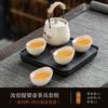 Juego de té de kung fu Ruyao beige, apto para uso doméstico al aire libre, tetera de cerámica, taza de té, una tetera, cuatro tazas, bandeja de té.
