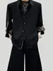 Camisa negra de dos piezas falsas con estampado de leopardo, estilo de deseo puro para hombre, moda urbana moderna, camisa de manga larga, top sensual