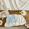 2026 Novo Estilo Roupas para Meninas Verão Elegante Colete com Laço e Shorts Florais Conjunto de Peça Falsa de Manga Curta para Meninas