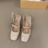 Sandalias Zizhong de Punta Roja para Mujer Zapatos plateados de Punta Cuadrada Verano Francés Nuevos de Tacón Alto 2025 Zapatos Mary Jane