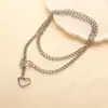 Moderna Versátil Collar de Candado de Corazón Cadena Cubana de Acero Inoxidable Collar Largo Cadena de Suéter de Gama Alta Joyería Transfronteriza
