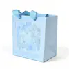 Embalagem de joias floral azul saco de presente papel rígido joia colar pulseira caixa de presente sacola de compras saco de embalagem de joias