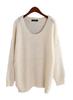 Suéter holgado de largo medio estilo perezoso de Corea del Sur, cuello redondo grande, adelgazante, abrigo de suéter fino variegado para mujer YZTU08
