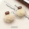 Pendientes Púrpura con Pompones de Piel de Visón para Otoño e Invierno, Pendientes Dulces y Femeninos, Pendientes con Atmósfera Suave y Esponjosa