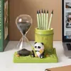 Portalápices Reloj de Arena Panda, Papelería de Alto Valor para Estudiantes, Caja de Almacenamiento de Gran Capacidad, Adorno Decorativo de Escritorio de Dibujos Animados, Regalo