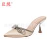Sandalias y zapatillas de tacón alto para mujer, de talla grande, de moda europea y americana de verano de Juti Spot 2023, zapatos sexis de punta puntiaguda para mujer