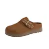 Nuevas zapatillas tipo mula cerradas y versátiles para mujer, sin cordones, de suela gruesa, antideslizantes, color caqui, modelo 2026