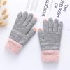 Guantes de invierno con contraste, gruesos, cálidos, de punto, para pantalla táctil, para mujeres y estudiantes, estilo coreano, para montar al aire libre, cepillados.