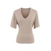 9151-2025 Nueva Camiseta Casual de Cuello en V Estilo Deseo Puro para Mujer, Camiseta Básica Sexy Adelgazante de Manga Media Europea y Americana