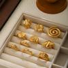 Anillo Abierto Exagerado de Caracola de Oro de 18K Transfronterizo Europeo y Americano Anillo Brillante de Gama Alta Anillo Decorativo Espiral Amazon