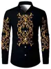 Camisa de Manga Larga Estilo Étnico Africano para Hombre Retro Dashiki Estampado Digital Cárdigan con Solapa Top Casual