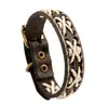 Joias de exportação de comércio exterior europeu e americano pulseira vintage trançada de couro de vaca fábrica direta joias artesanais pulseira de couro genuíno