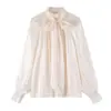 Camisa Elegante y Moderna para Mujer Estilo Europeo y Americano Transfronterizo 2026 con Cuello de Lazo y Textura de Satén de Seda 8741252