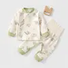 Conjunto de roupa íntima de algodão puro Classe A para bebê, estilo primavera e outono, roupa íntima térmica sem costura para bebê, camada base de roupa para casa de recém-nascido