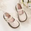 Zapatos de Cuero para Niñas Mary Jane Zapatos de Princesa Blancos 2026 Primavera y Otoño Nuevos Zapatos Infantiles para Niñas Zapatos de Boca Baja para Niñas