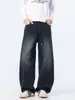 Muxi Roupas Calças de Bainha Curva Retro Americano Jeans Imitação Masculino Novo Outono Padrão de Bambu Soltas Retas Casuais