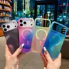 Funda magnética para teléfono adecuada para Apple 17Promax iPhone16 Tinta Camaleón Degradado Funda Protectora Anticaídas
