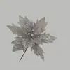 Flores Artificiais de Natal Mais Vendidas no Exterior, Lantejoulas com Pó Dourado, Flores de Natal, Enfeites de Encaixe para Natal, Flores de Natal, Acessórios para Árvore de Natal