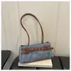Bolso Bandolera con Cinturón de Color Contrastante Dulce y Femenino Nuevo Estilo Primavera y Verano 2026 Bolso de Mano de Mezclilla Sencillo y Elegante