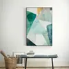 Pintura decorativa minimalista moderna para sala de estar de jovens Pintura suspensa fresca para restaurante nórdico Mural abstrato geométrico de planta verde para corredor
