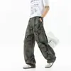 Pantalones de trabajo pesados lavados pantalones de pierna curva pantalones casuales pantalones largos verano fino elástico pantalones teñidos Asute