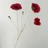Flor artificial aveludada, papoula de haste única, flor falsa, material decorativo para cerimônia de casamento e decoração de local, decoração macia combinando com buquê