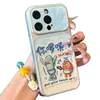Estilo pintura a óleo Capa de celular fofa de desenho animado dos moradores da Fenda do Biquíni para Apple 17 Pro Max, Huawei, Xiaomi 17 com grande janela de visualização