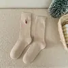 Meias femininas bordado com fio de ponto homem velho boneco de neve meias de Natal outono e inverno meias de Natal meias empilhadas meias de algodão
