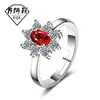 Anillo de moda estilo coreano para pareja, abierto, para el dedo índice, estilo europeo y americano, chapado en platino, joyería de diamante rojo al por mayor