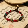 Nova pulseira tecida dupla estilo étnico chinês, cordão de mão com contas estilo retrô de nicho, pulseira exótica do Tibete, pulseira feminina estilo chinês