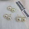 Pendientes de plata 925 con forma de aguja de Corea del Sur, estilo retro francés, con perlas grandes, para mujer, elegantes, sencillos y de alta calidad para uso diario.