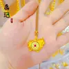 Pendente de Cabacinha Banhado a Ouro em Alta no TikTok, Deus da Riqueza Amarelo, Bússola auspiciosa com Oito Tesouros, Corrente para Suéter com Corda Realizadora de Desejos Atacado