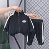 Bebê primavera roupas terno infantil 2024 primavera e outono nova cor combinando gola alta esportes duas peças terno roupas masculinas da moda