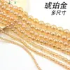 Cuentas Sueltas Ámbar Dorado DIY Cuentas Redondas de Ópalo Productos Semi-acabados DIY 4-14mm Pulsera Accesorios para Pulseras Joyería