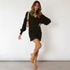 2026 Comercio Exterior Transfronterizo Europeo y Americano Otoño e Invierno Nuevo Suéter de Punto para Mujer Pulóver Vestido Suéter de Falda Bodycon de Longitud Media