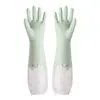 Guantes cómodos para lavar platos en el hogar, Longitud extendida, Cocina para mujer, Forrados con vellón, Látex de goma engrosado, Goma plástica impermeable, Duraderos