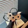 Bolso de mano con solapa de cuero y correa de hombro intercambiable, bolso cruzado de un solo hombro para mujer, bolso tipo dumpling clásico de tela de lunares grandes 2026