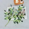Ramas Artificiales de Árbol Banyan, Hojas de Árbol Banyan Recubiertas de Plástico con Bordes Blancos, Árbol Banyan para Paisajismo de Supermercado, Vegetación de Jardín, Plantas Verdes