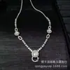 Collar de Cadena de Moda Nuevo Versátil Totalmente Incrustado de Diamantes con Calcedonia Natural de Alta Calidad Color Hielo Verde y Piedra Preciosa Rojo Sangre de Paloma Multiusos