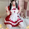Traje Original de Exportación Japonesa Lolita Color Vino Tinto Cruzado de Sirvienta Cos Suit Falda de Sirvienta Vestido de Jefa para Mujer