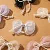 Super estilo de hada, malla, romántico, lazo de perlas artificiales, DIY, estilo suave y hermoso, accesorio para el cabello, pinza lateral, accesorio para ropa y bolso
