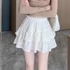 Falda Negra Estilo Ballet Francés para Mujer Primavera y Verano Estilo Dulce Cintura Alta Look Adelgazante Falda Línea A Falda Corta Blanca