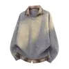 Tricô Casual Estilo Falso Duas Peças com Gola Camisa para Homens, Outono e Inverno 2026 Novo Tricô Solto, Tops Casuais