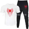 2025 Novo Conjunto Casual Esportivo Masculino de Duas Peças: Camiseta de Manga Curta e Calça, Verão, Gola Redonda, Cor Lisa, Estampado
