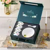 Juego de Regalo de Tazón de Cerámica, Cuchara, Plato y Cubiertos para Ceremonias de Apertura, Regalos Prácticos para Clientes, Recuerdos, Logo Personalizable