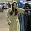 Conjunto de Roupa para Celebridade da Internet Feminina Moda Transfronteiriça Europeia e Americana Novo Suéter com Capuz e Zíper Calça de Perna Larga Conjunto de Duas Peças